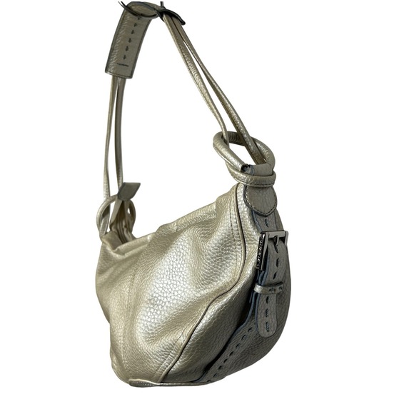 Liz Claiborne Shoulder Bag Metallic Gold Pebbled Leather Hobo Style Y2K - Picture 14 of 14